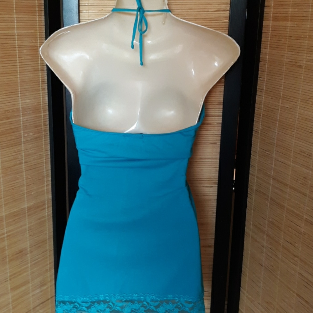 💗 Vintage EYESHADOW halter top Sz S Y2K camisole lace trim cami - Picture 2 of 2